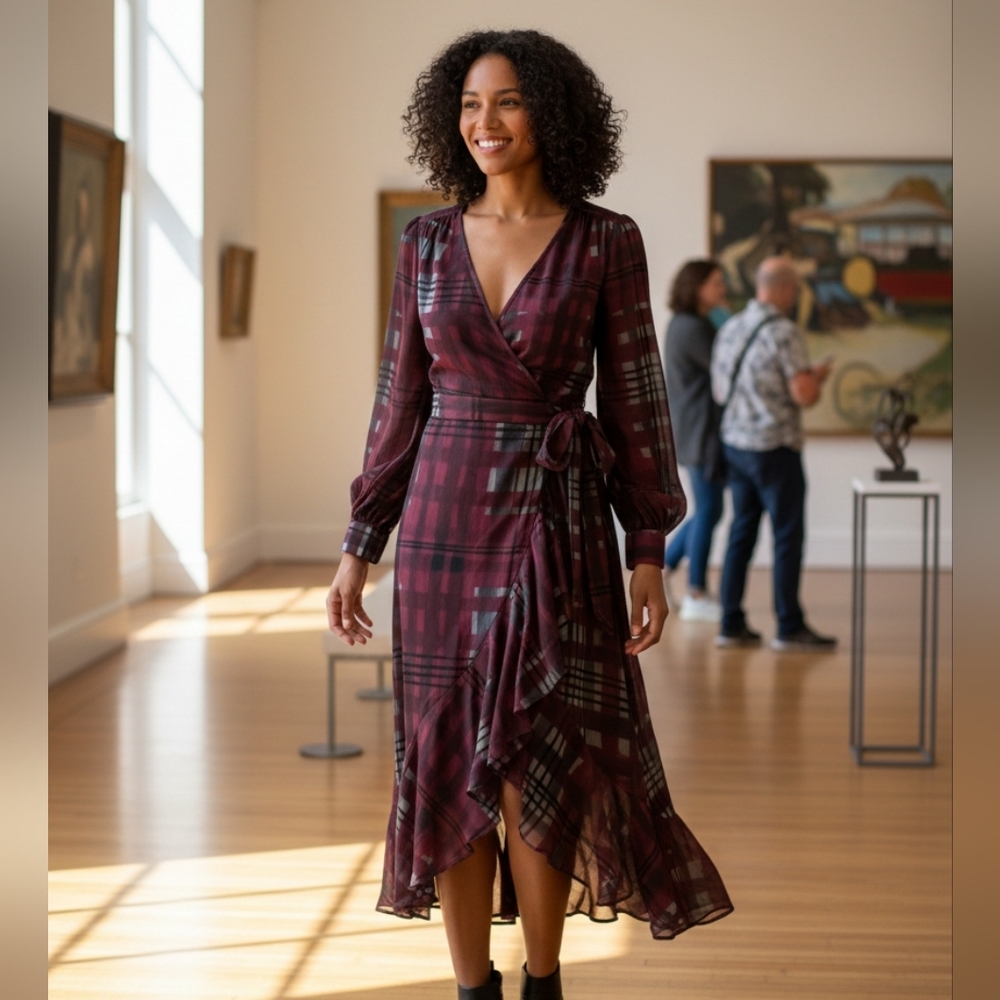 🛍️ Nanette Lepore Moody Treasures‎ Plaid Wrap Dress - NWT